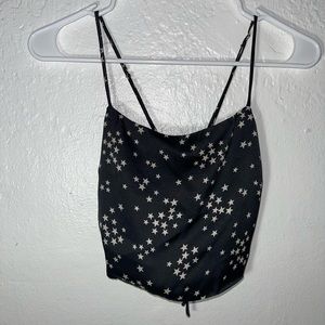 Star satin tie up crop top. Never used